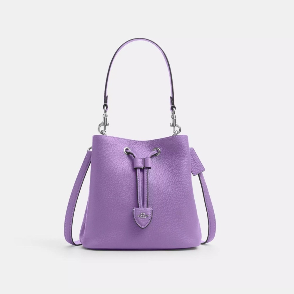 Coach Rowan Bucket Leather Bag Violet w Removable Zipper pouch NWT